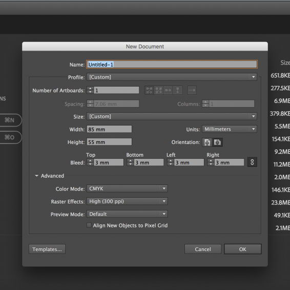 illustrator bleed setting